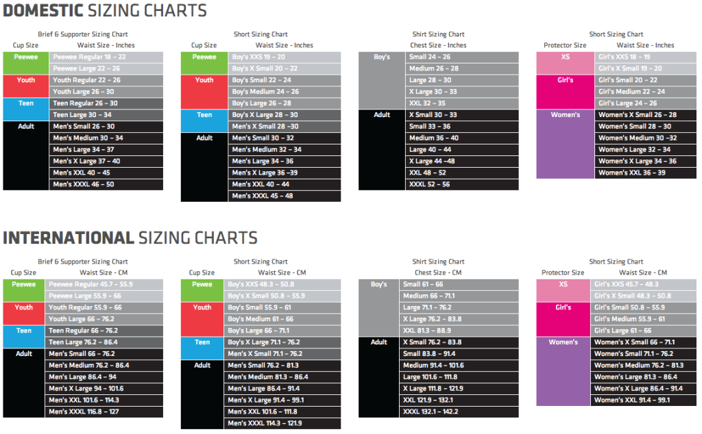 Shock Doctor Sizing Chart